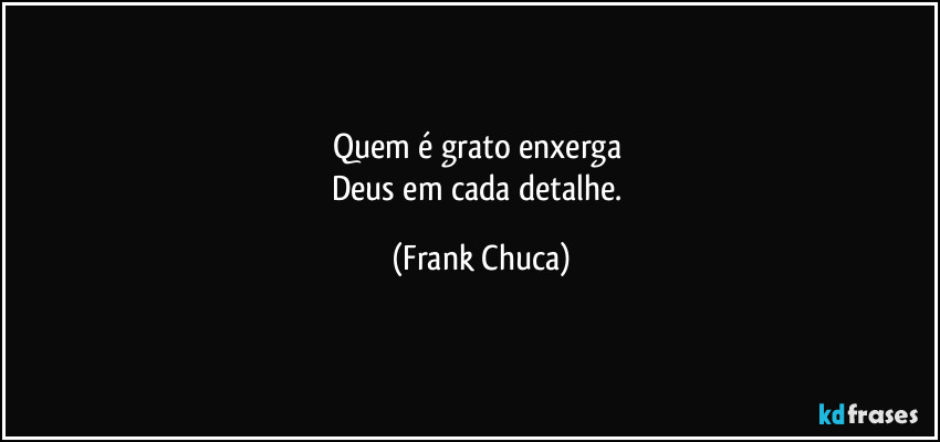Quem é grato enxerga 
Deus em cada detalhe. (Frank Chuca)