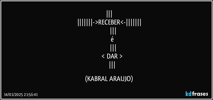 
->RECEBER<-
                    
                    é 
                    
              < DAR >
                     (KABRAL ARAUJO)