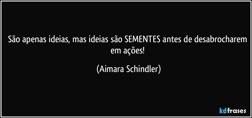 São apenas ideias, mas ideias são SEMENTES antes de desabrocharem em ações! (Aimara Schindler)