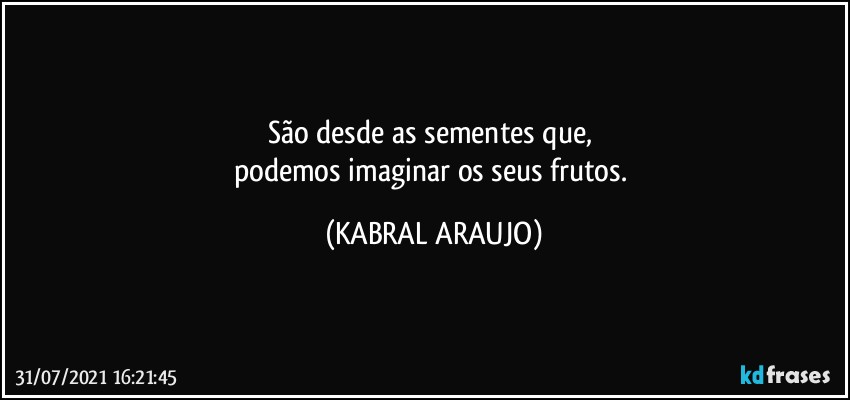 São desde as sementes que, 
podemos imaginar os seus frutos. (KABRAL ARAUJO)