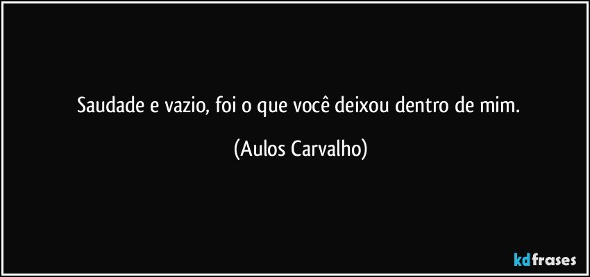 Saudade e vazio, foi o que você deixou dentro de mim. (Aulos Carvalho)