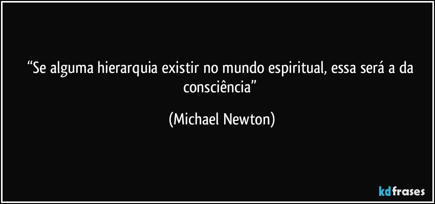 “Se alguma hierarquia existir no mundo espiritual, essa será a da consciência” (Michael Newton)