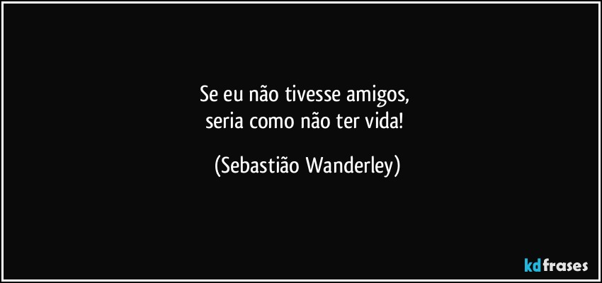 Se eu não tivesse amigos, 
seria como não ter vida! (Sebastião Wanderley)