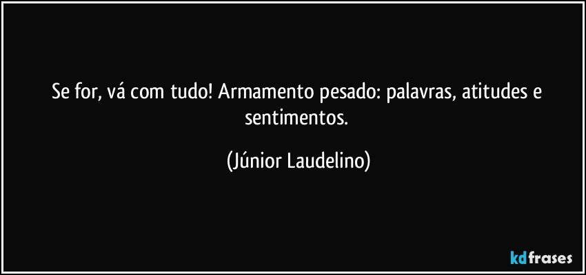 Se for, vá com tudo! Armamento pesado: palavras, atitudes e sentimentos. (Júnior Laudelino)