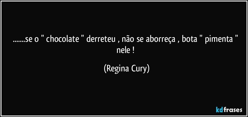 ...se o " chocolate "  derreteu , não se aborreça , bota " pimenta   " nele ! (Regina Cury)