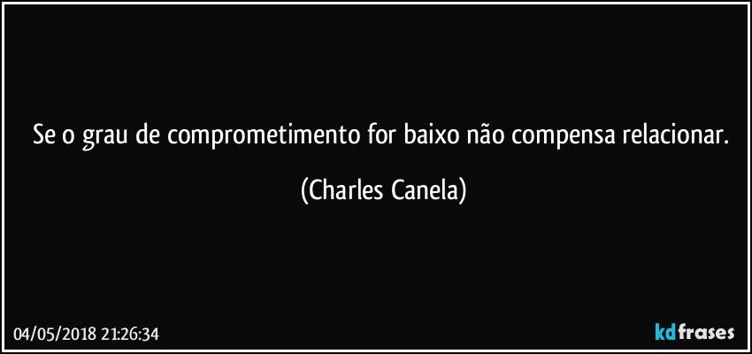 Se o grau de comprometimento for baixo não compensa relacionar. (Charles Canela)