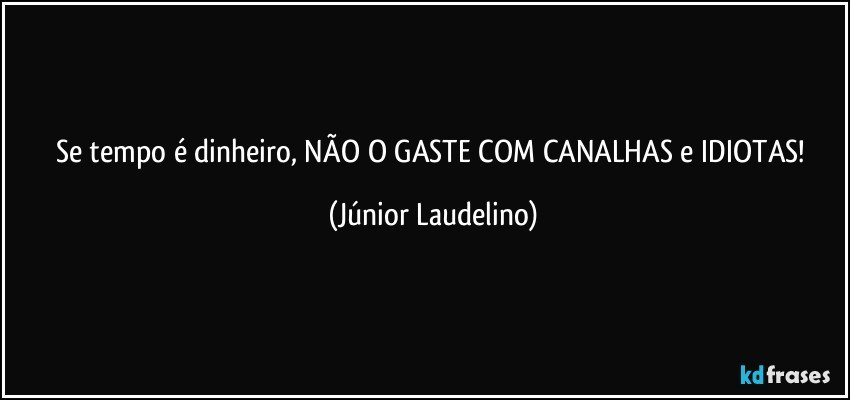 Se tempo é dinheiro, NÃO O GASTE COM CANALHAS e IDIOTAS! (Júnior Laudelino)