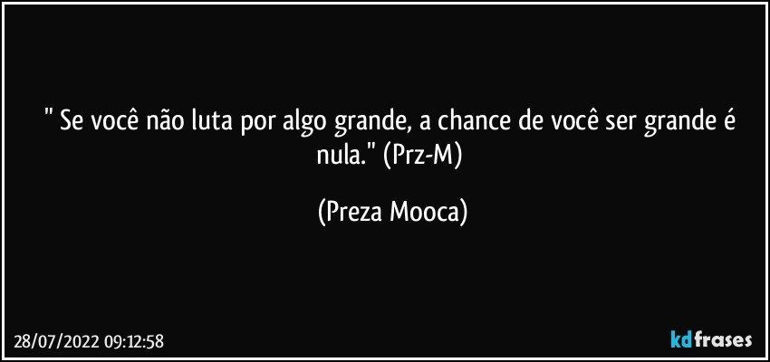 " Se você não luta por algo grande, a chance de você ser grande é nula." (Prz-M) (Preza Mooca)