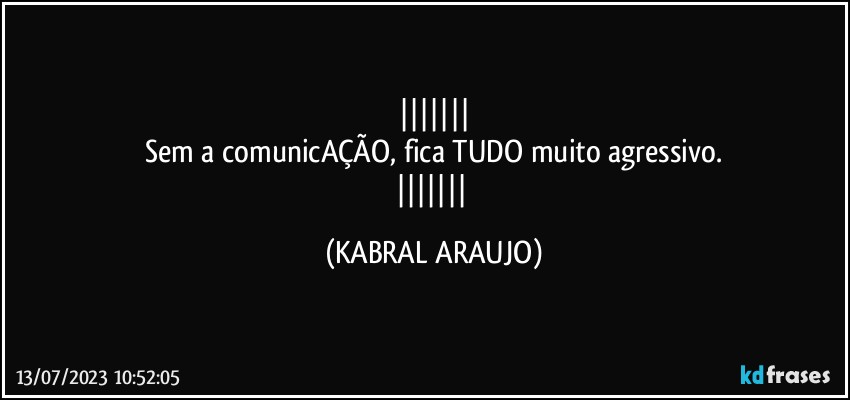 
Sem a comunicAÇÃO, fica TUDO muito agressivo.
 (KABRAL ARAUJO)