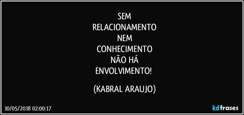 SEM
RELACIONAMENTO
NEM
CONHECIMENTO
NÃO HÁ
ENVOLVIMENTO! (KABRAL ARAUJO)