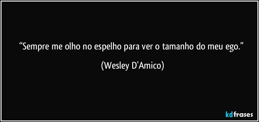 “Sempre me olho no espelho para ver o tamanho do meu ego.” (Wesley D'Amico)