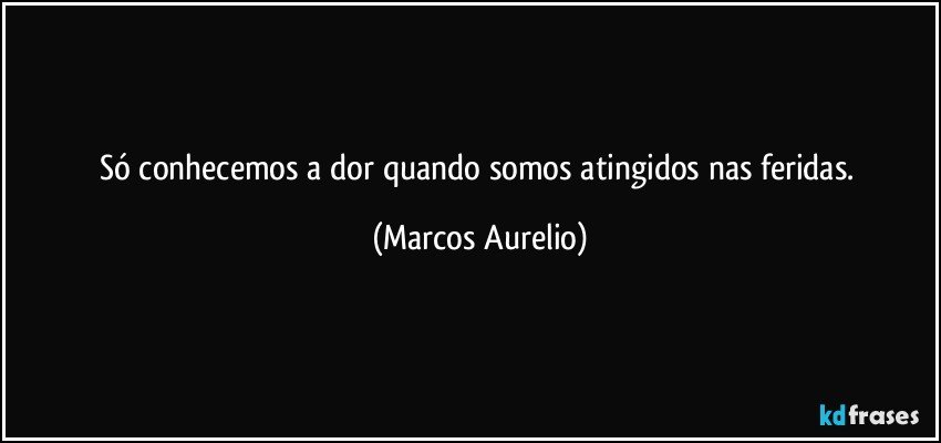 Só conhecemos a dor quando somos atingidos nas feridas. (Marcos Aurelio)