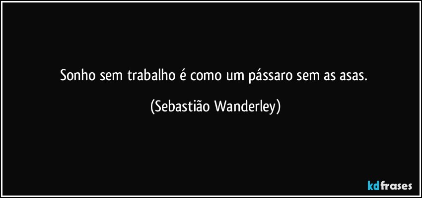 Sonho sem trabalho é como um pássaro sem as asas. (Sebastião Wanderley)