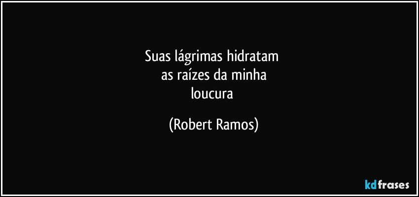 Suas lágrimas hidratam 
as raízes da minha
loucura (Robert Ramos)