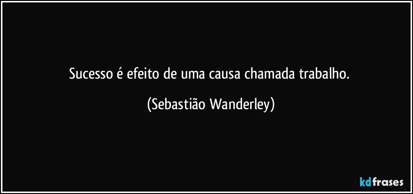 Sucesso é efeito de uma causa chamada trabalho. (Sebastião Wanderley)