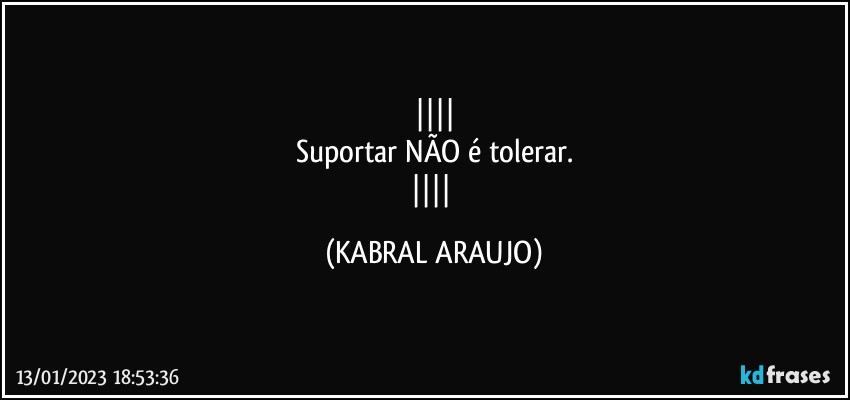 
Suportar NÃO é tolerar.
 (KABRAL ARAUJO)