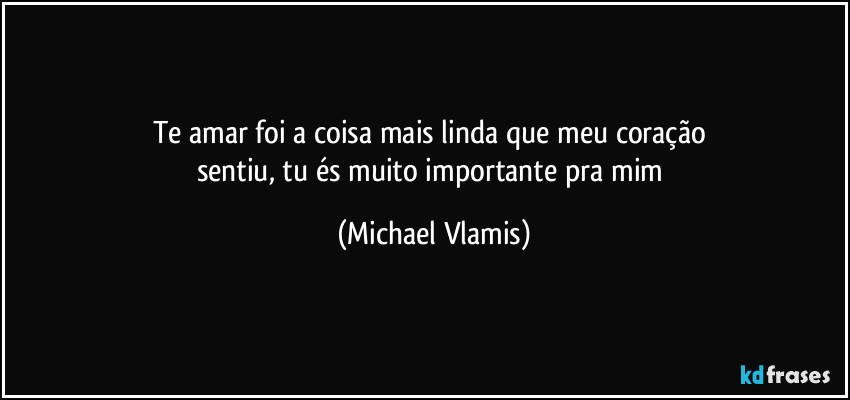 Te amar foi a coisa mais linda que meu coração 
sentiu, tu és muito importante pra mim (Michael Vlamis)