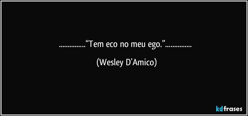 ...“Tem eco no meu ego.”... (Wesley D'Amico)