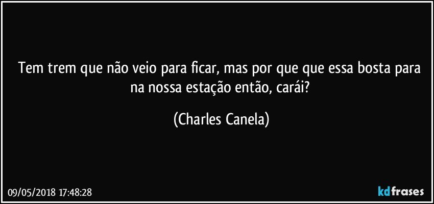 Tem trem que não veio para ficar, mas por que que essa bosta para na nossa estação então, carái? (Charles Canela)