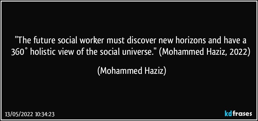 "The future social worker must discover new horizons and have a 360° holistic view of the social universe." (Mohammed Haziz, 2022) (Mohammed Haziz)