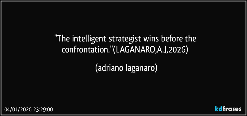 "The intelligent strategist wins before the confrontation."(LAGANARO,A.J,2026) (adriano laganaro)