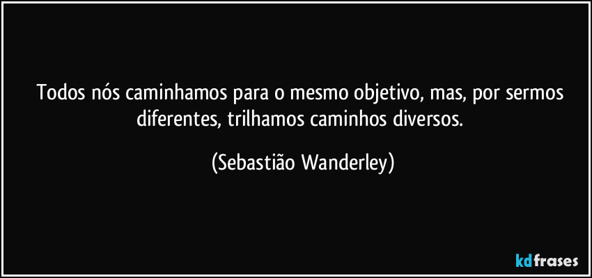 Todos nós caminhamos para o mesmo objetivo, mas, por sermos diferentes, trilhamos caminhos diversos. (Sebastião Wanderley)