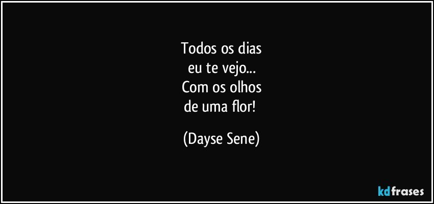 Todos os dias
eu te vejo...
Com os olhos
de uma flor! (Dayse Sene)