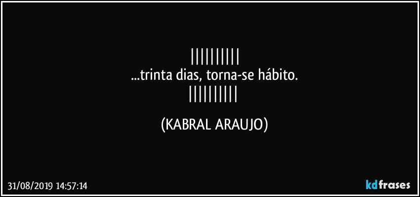 
...trinta dias, torna-se hábito.
 (KABRAL ARAUJO)