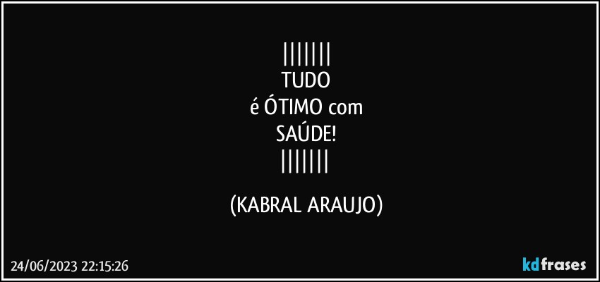 
TUDO
é ÓTIMO com
SAÚDE!
 (KABRAL ARAUJO)