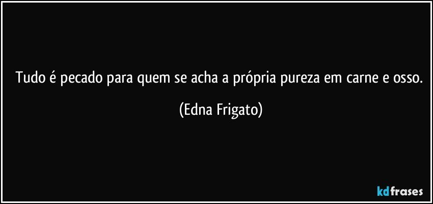 Tudo é pecado para quem se acha a própria pureza em carne e osso. (Edna Frigato)