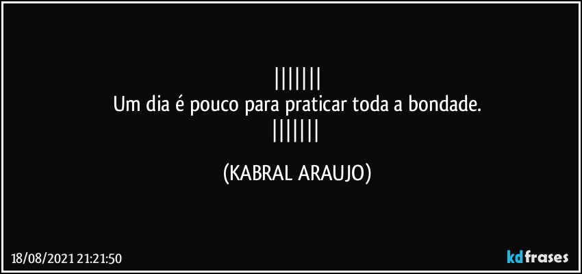 
Um dia é pouco para praticar toda a bondade.
 (KABRAL ARAUJO)