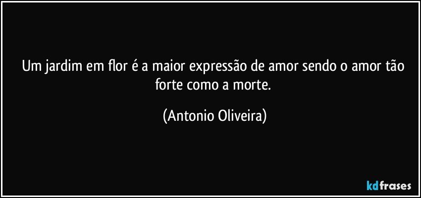 Um jardim em flor é a maior expressão de amor sendo o amor tão forte como a morte. (Antonio Oliveira)