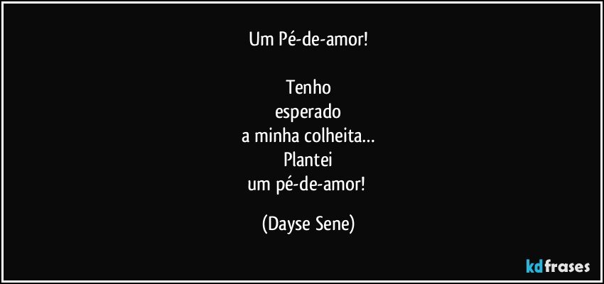 Um Pé-de-amor!

Tenho
esperado
a minha colheita…
Plantei
um pé-de-amor! (Dayse Sene)