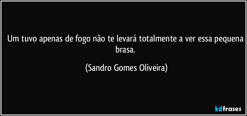 Um tuvo apenas de fogo não te levará totalmente a ver essa pequena brasa. (Sandro Gomes Oliveira)