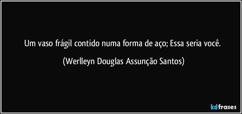 Um vaso frágil contido numa forma de aço; Essa seria você. (Werlleyn Douglas Assunção Santos)