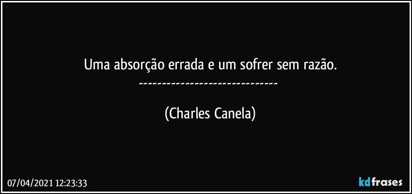 Uma absorção errada e um sofrer sem razão.
--- (Charles Canela)