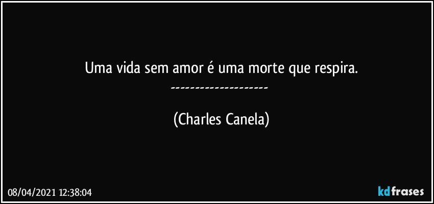 Uma vida sem amor é uma morte que respira.
--- (Charles Canela)