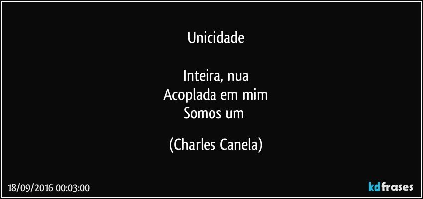 unicidade

Inteira, nua
Acoplada em mim
Somos um (Charles Canela)