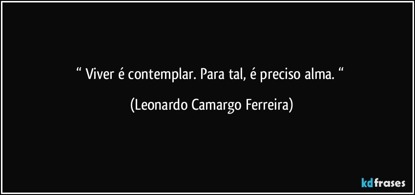 “ Viver é contemplar. Para tal, é preciso alma. “ (Leonardo Camargo Ferreira)