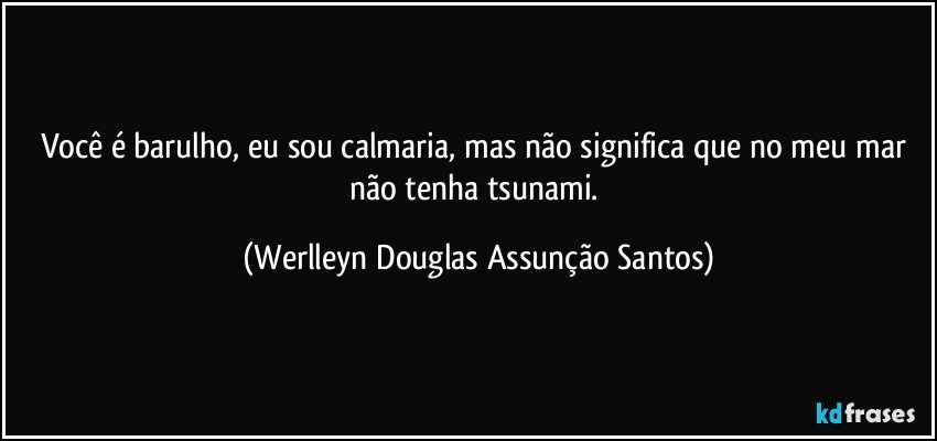 Você é barulho, eu sou calmaria, mas não significa que no meu mar não tenha tsunami. (Werlleyn Douglas Assunção Santos)