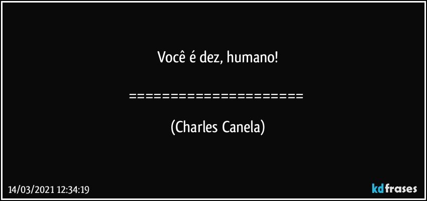 Você é dez, humano!

===================== (Charles Canela)