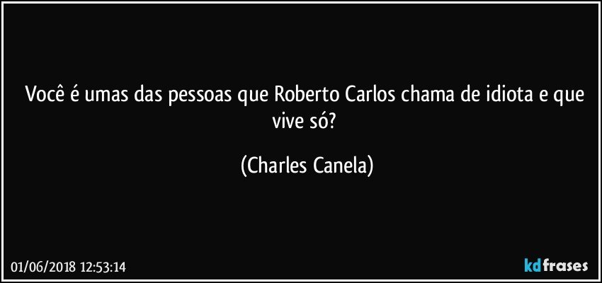 Você é umas das pessoas que Roberto Carlos chama de idiota e que vive só? (Charles Canela)